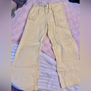Armani Exchange Yellow Linen Pants